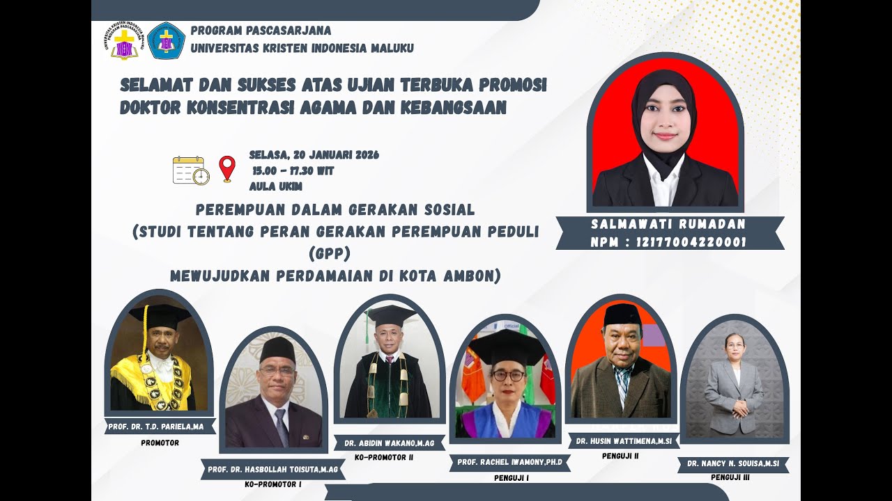 Ujian Terbuka Promosi Doktor Agama & Kebangsaan: Salmawati Rumadhan