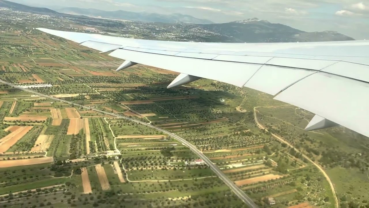 Flying out of Athens, Greece