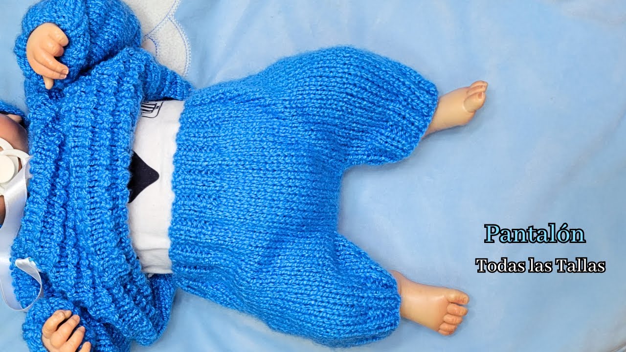 Pantalón a Dos AGUJAS para bebe recién nacido a 3 meses – Parte 3 Conjunto Azul Tier