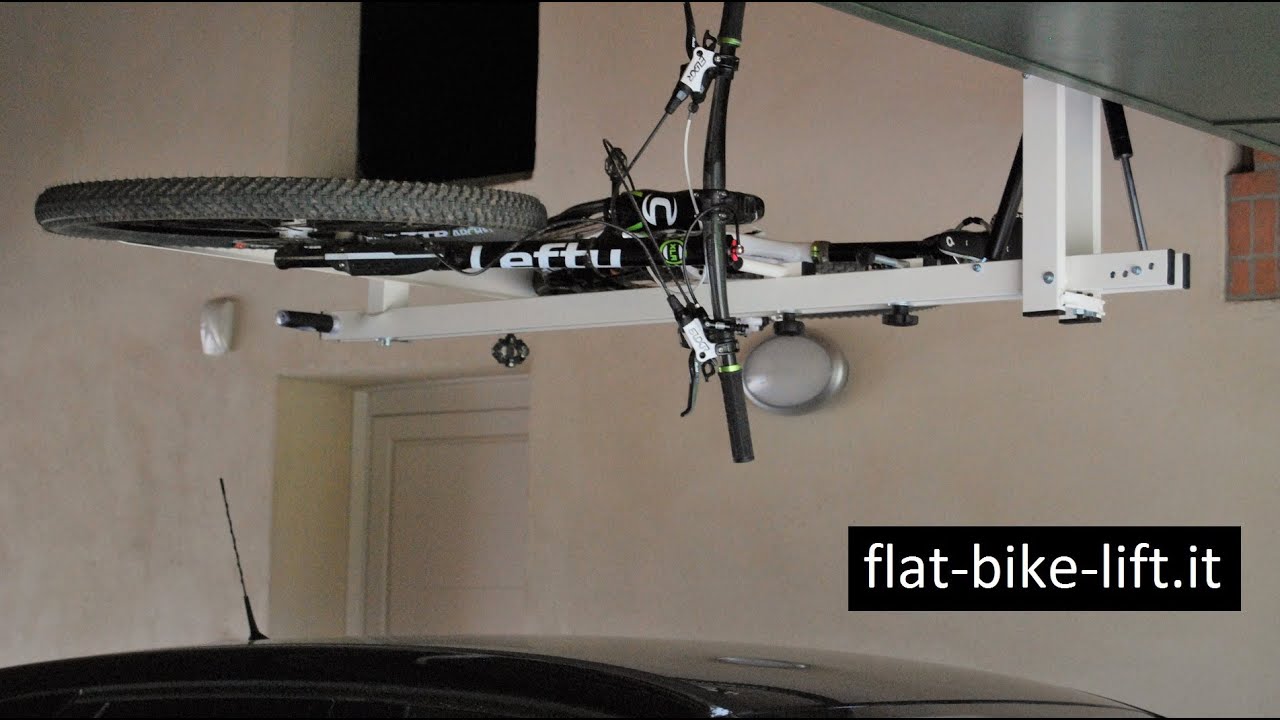 flat-bike-lift: il portabici idro-pneumatico da soffitto - the ceiling hydro-pneumatic bike rack