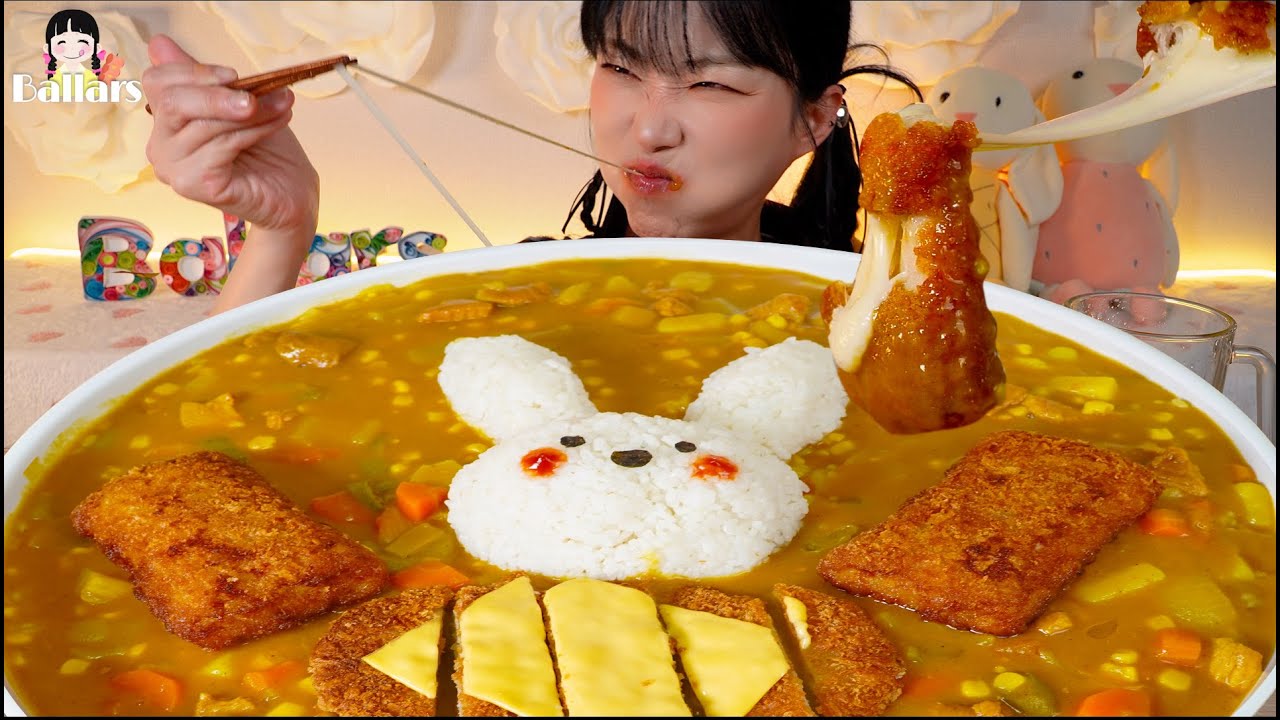 Mukbang:) 🍛Spicy Curry rice with pork cutlet Mukbang ☆ Big Bites :: ASMR :: Eatingshow ☆