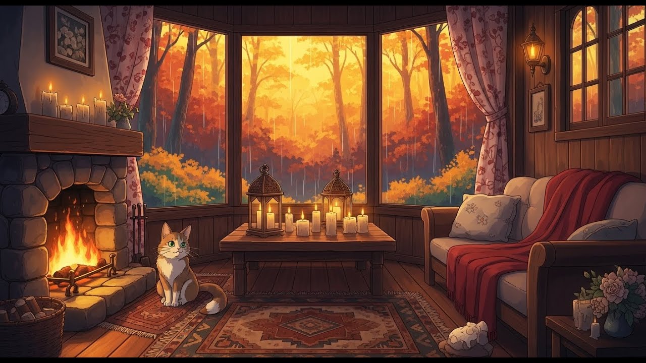 Winter Cabin Fireplace Ambience ❄️🔥 Calm Snowy Night for Studying & Rest