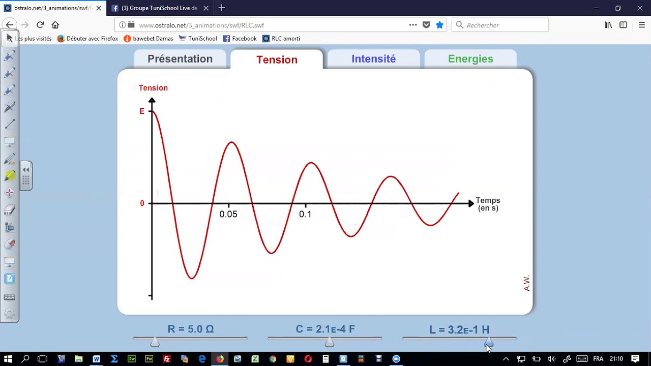 Séquence d'une séance live : les oscillations électriques libres amorties