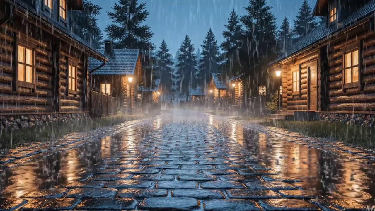 Streaming Peaceful Rain in a Village Street at Night | ASMR for Relaxation