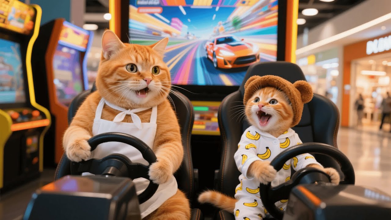 Mama Cat Takes Ginger Kitten to the Mall&rsquo;s Play Zone for a Fun Day Out During the Big Sale 🛍️🐱