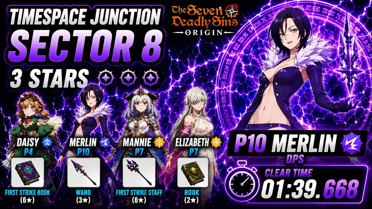 Timespace Junction Sector 8 3★ Clear with Merlin Lightning P10 | 7DS Origin