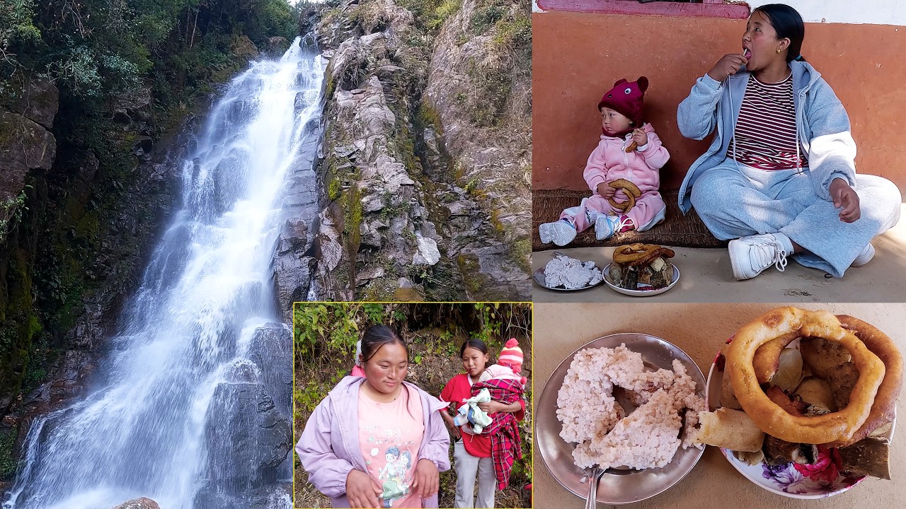 We are Visiting waterfall with friends II Jina Anita Manjita@pastorallifeofnepal