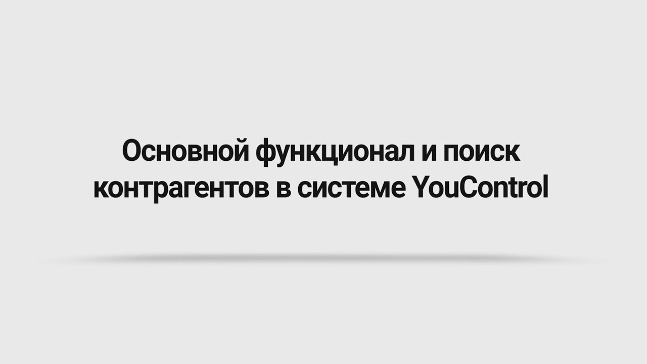 Основной функционал и поиск контрагентов в системе YouControl. Урок 1