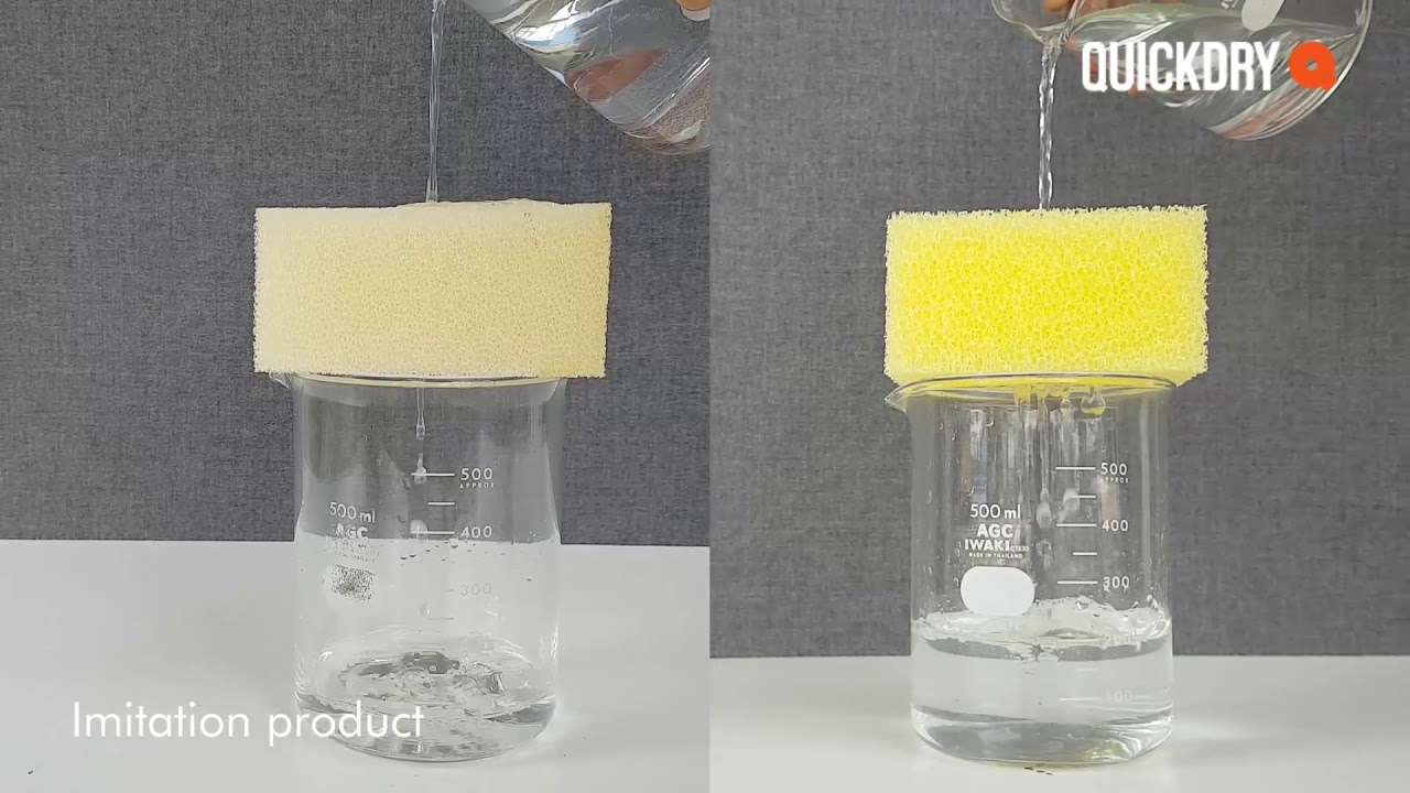 Quickdry Foam vs Imitation Product Drain Test