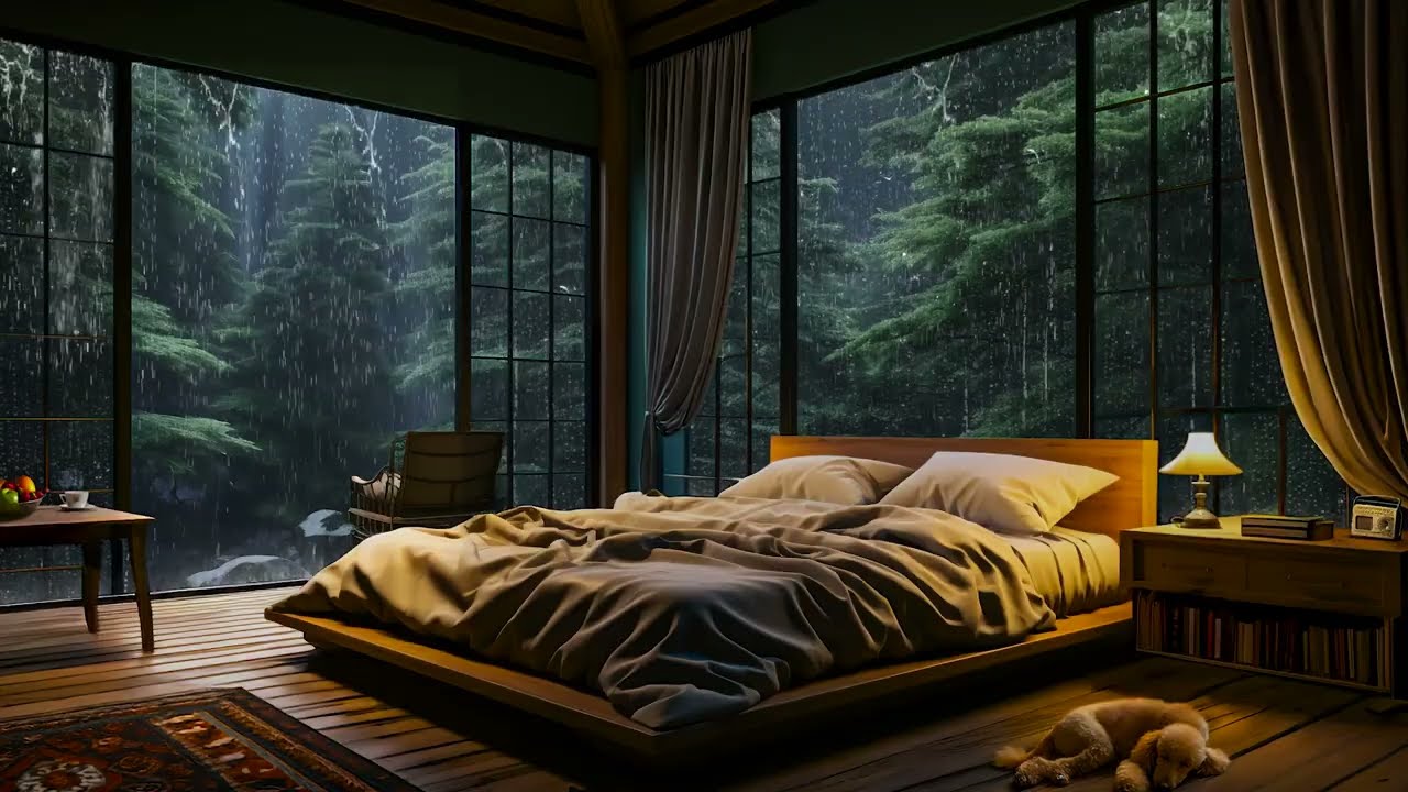 Calm Piano Music for Night Time | Rainy Ambience | Noctivian