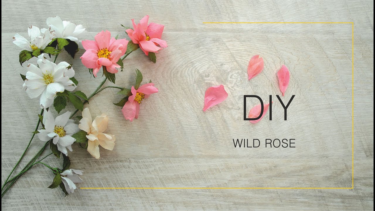 How to make WILD ROSE BRANCH from crepe paper