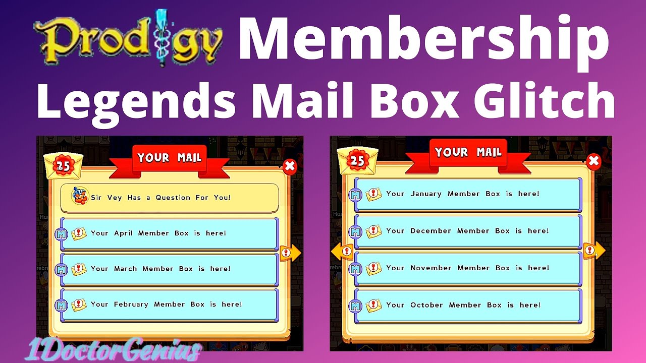 Prodigy GLITCH: LEGENDS Membership MAILBOX GLITCH 2020: Collect old mail items: 