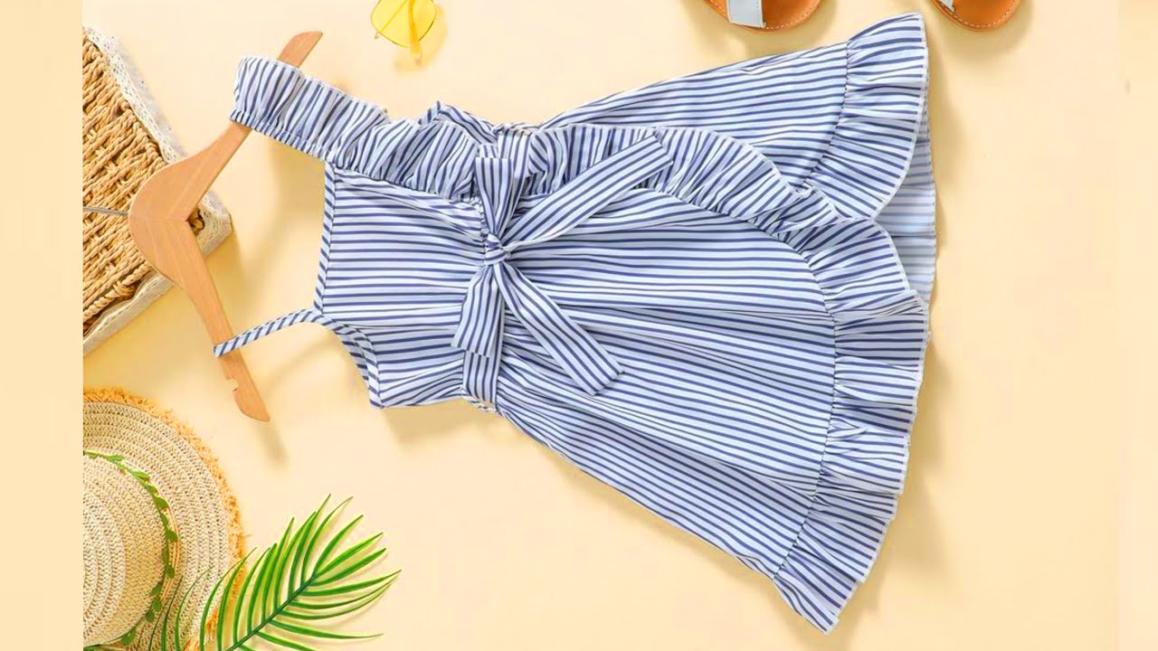 Beautiful and Very Easy Overwrap Ruffled Belted Baby Frock Cutting and Stitching/Baby Frock Design