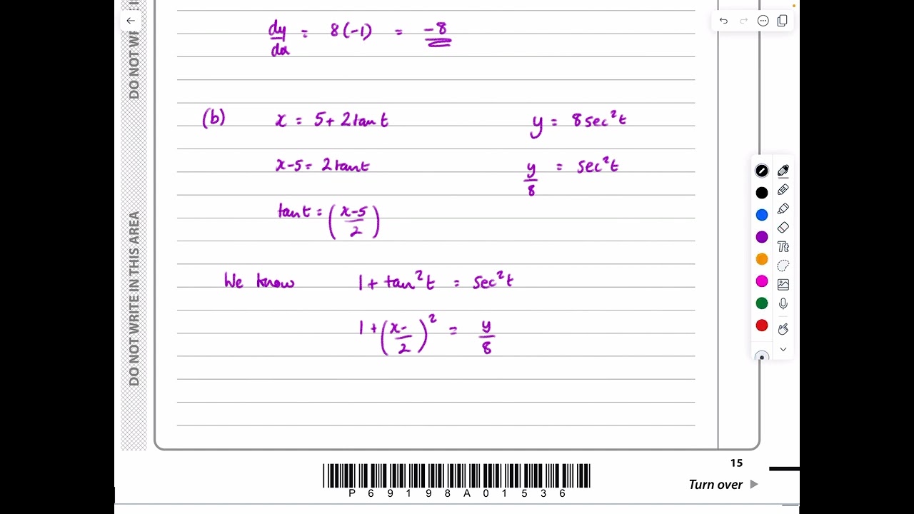 IAL, Edexcel, Oct 2021, P4, Q5, Differentiation, Parametric Differentiation, Pure, Peters, WMA14/01