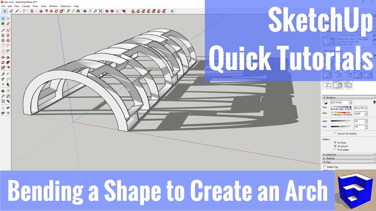 Изгиб формы для создания арки в SketchUp