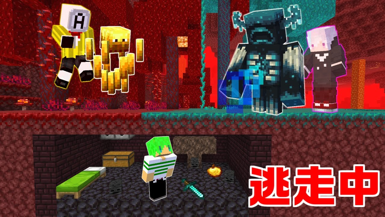 【マインクラフト】倒したモブに変身できる世界で『逃走中』をしたらエンドラ倒せんじゃね...？【いんく】