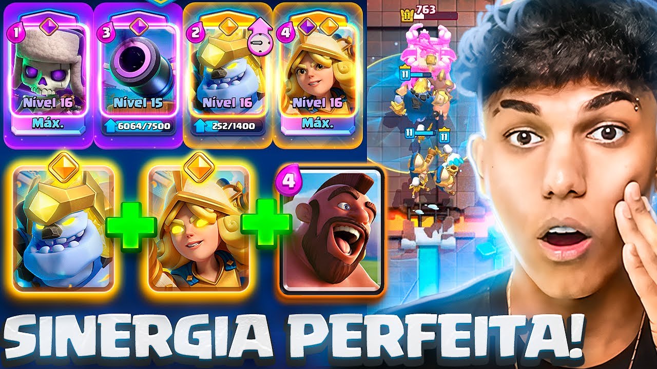 FIZ A COMBINAÇÃO MAIS QUEBRADA COM O NOVO HERÓI GOLEM DE GELO NO CLASH ROYALE!