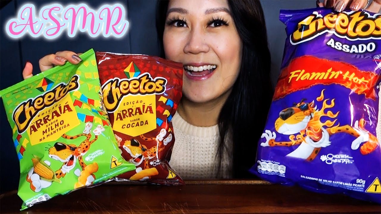 ASMR Cheetos Arraiá e Flamin Hot ❤️ Lari Oyama