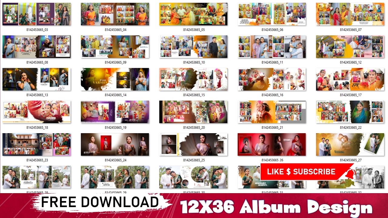 12x36 Wedding Album PSD Free Download 2026 | Latest Editable Wedding Album PSD Templates