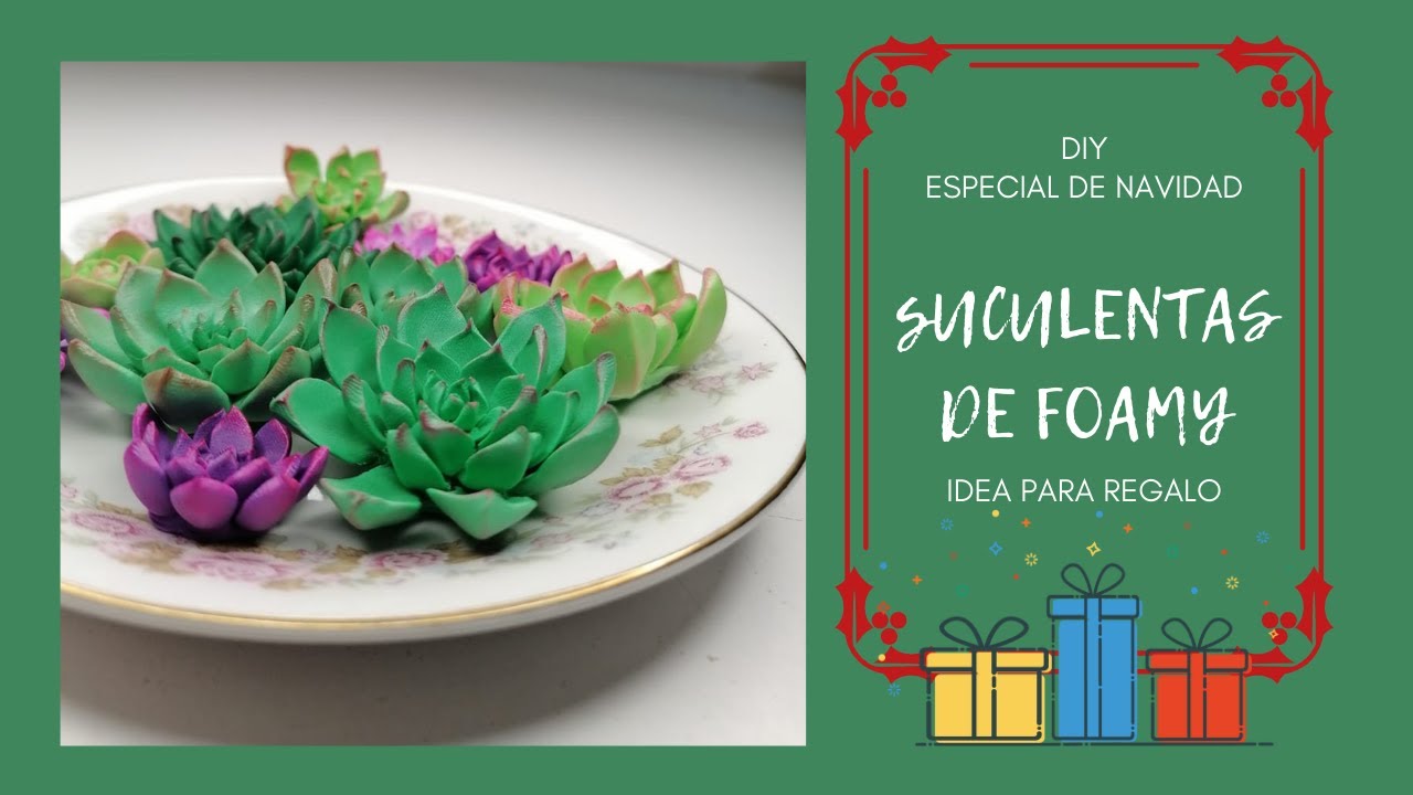 【DIY】【Especial de Navidad】Haciendo suculentas de Foamy moldeable 【Idea para regalo】
