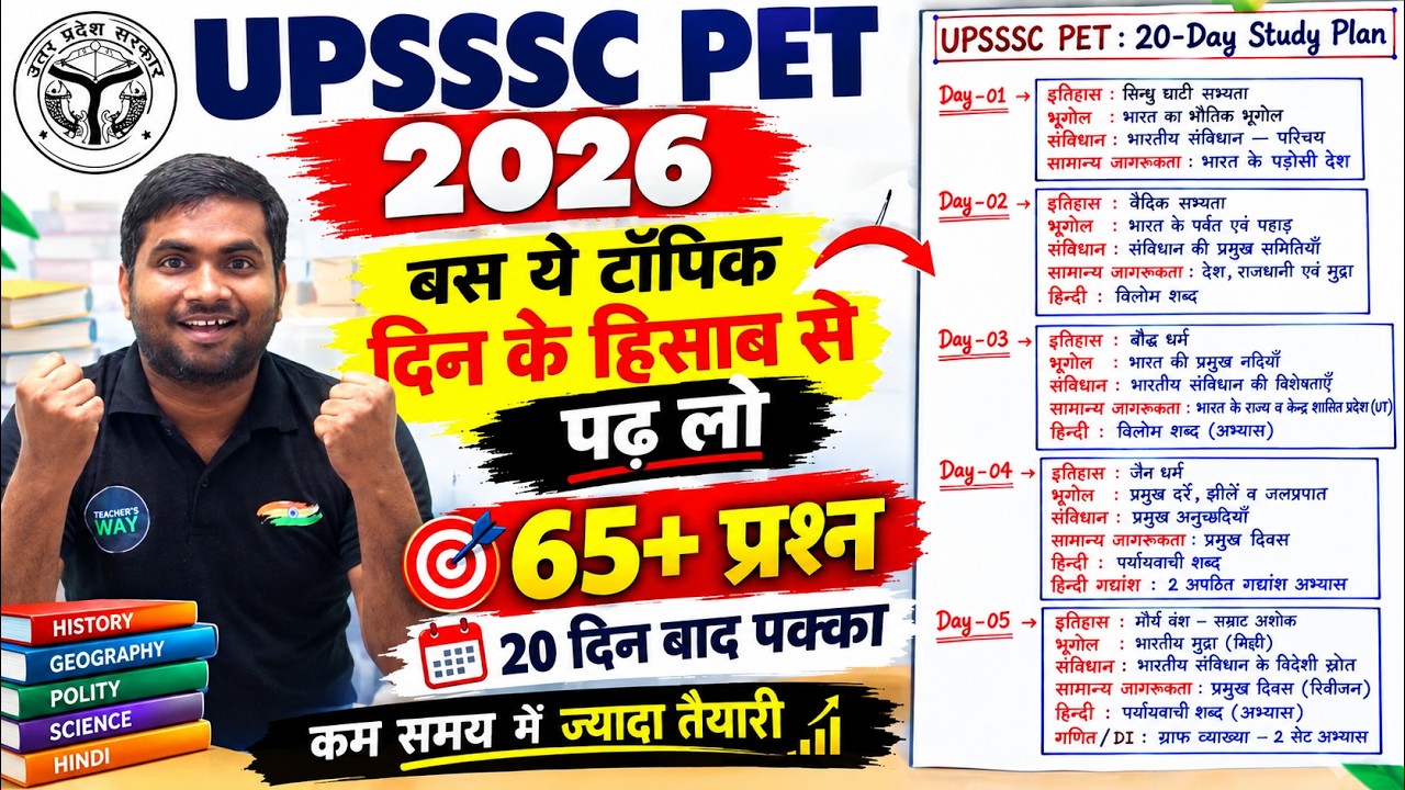UPSSSC PET Last 40 Days Study Plan | UP PET Time Table Study Plan #upsssc #upssscpet