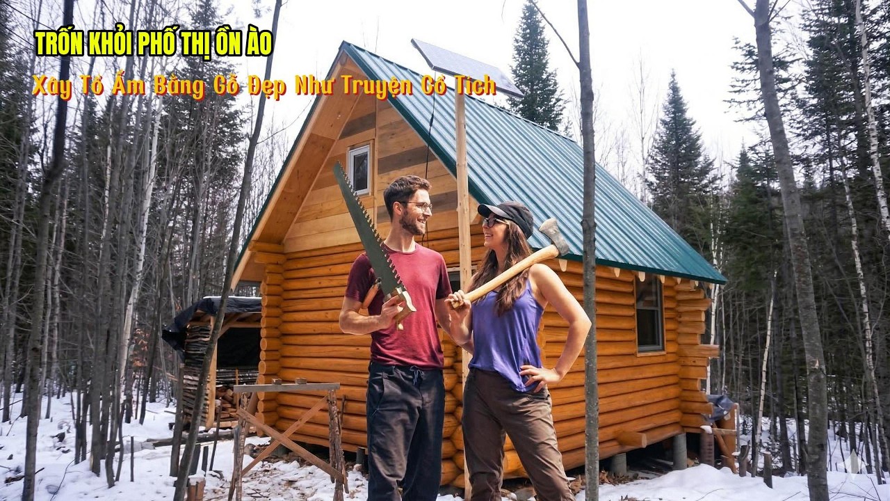 Kỹ Năng Xây Nhà Sinh Tồn - Cặp Đôi Bỏ Rời KHỏi Thành Phố Vào Rừng Xây Nhà Đẹp Như Truyện Cổ Tích.