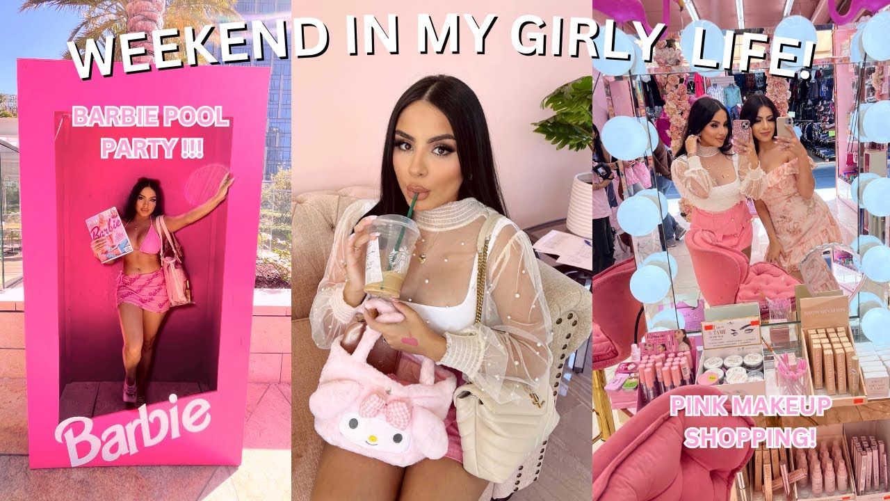 PINK MAKEUP SHOP WITH ME & BARBIE POOL PARTY 💕