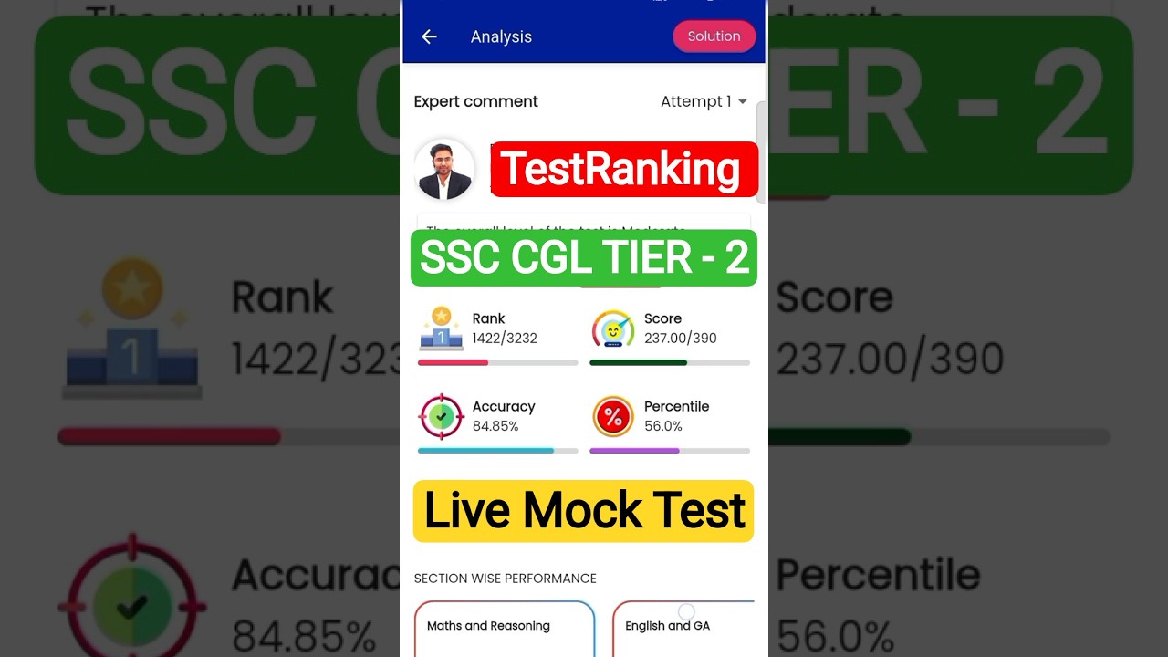 Testranking SSC CGL Tier 2 Live Mock Test