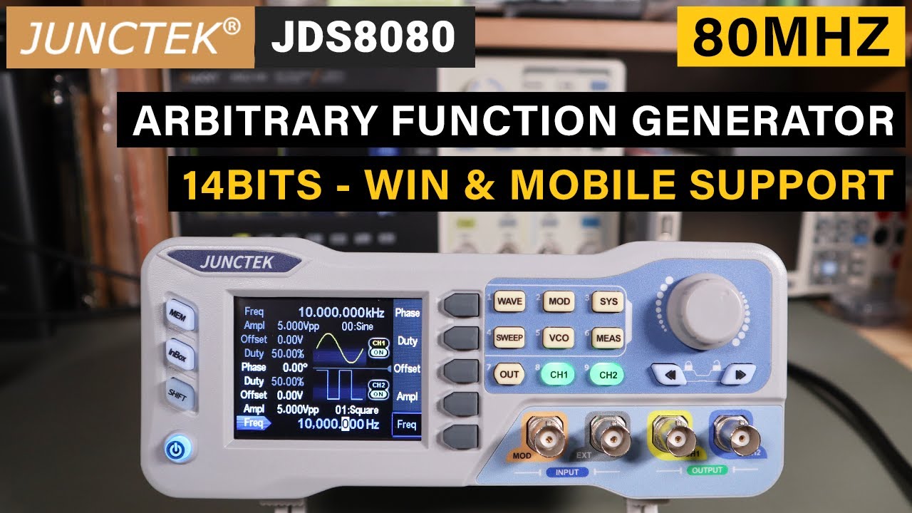 Juntek JDS8080 Function Generator⭐80Mhz & 14 bits ⭐2-Channels & 275MSa/s