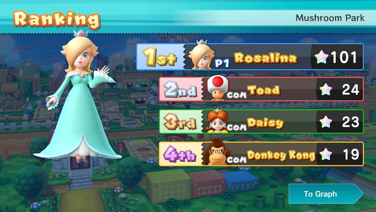 Mario Party 10 Mario Party #634 Rosalina vs Toad vs Daisy vs DK Mushroom Park Master Difficulty