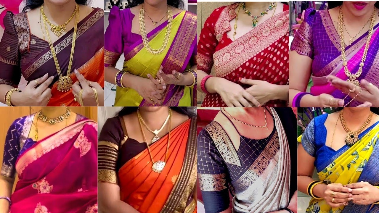 Pattu Saree Blouse Designs😍Simple Blouse Front Neck Ideas