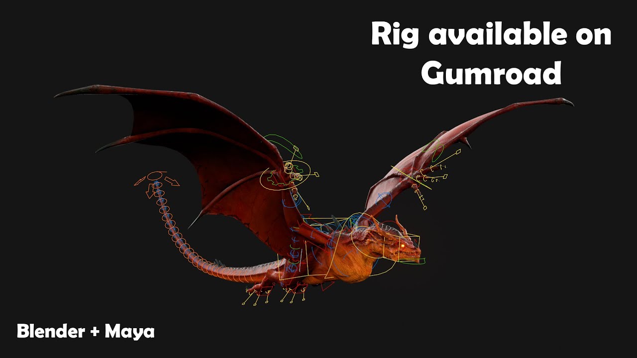 Rigged Dragon 3D Model &ndash; Blender 4.4+ & Maya 2025+ | #Dragon3D#CreatureRigging#Blender3D#Maya3D#VFX