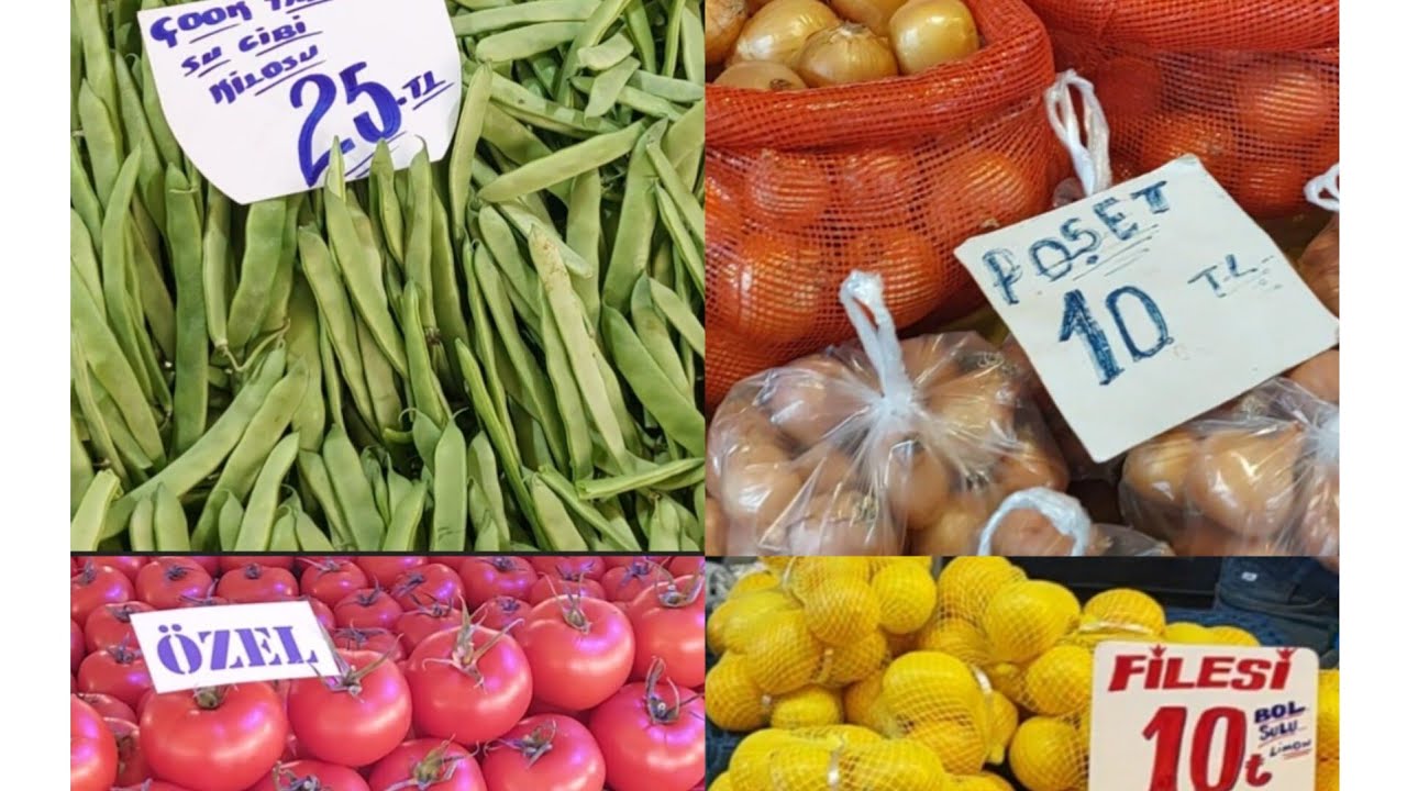 Зимние цены на овощи и фрукты на рынке в районе Бурсы, Турция