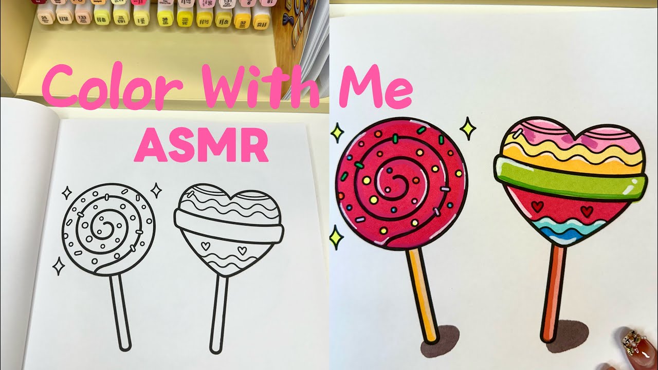 Color With Me | Cute Lollipop Coloring Page (Before & After)  Relaxing Art Therapy