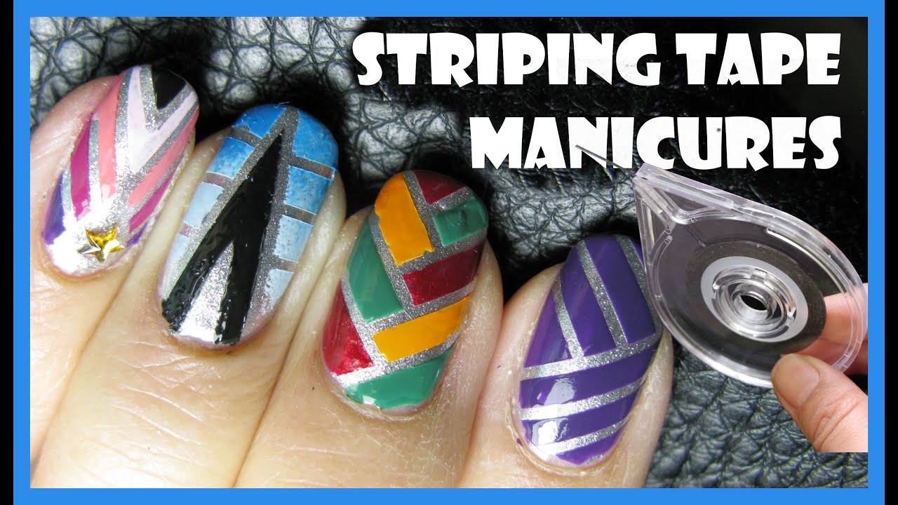 STRIPING TAPE MANICURE NAILS DESIGN