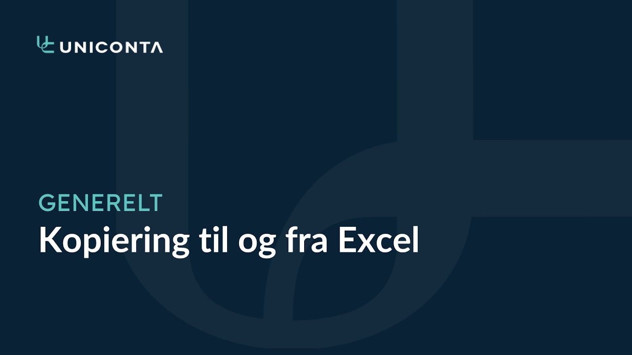 Kopiering til og fra Excel