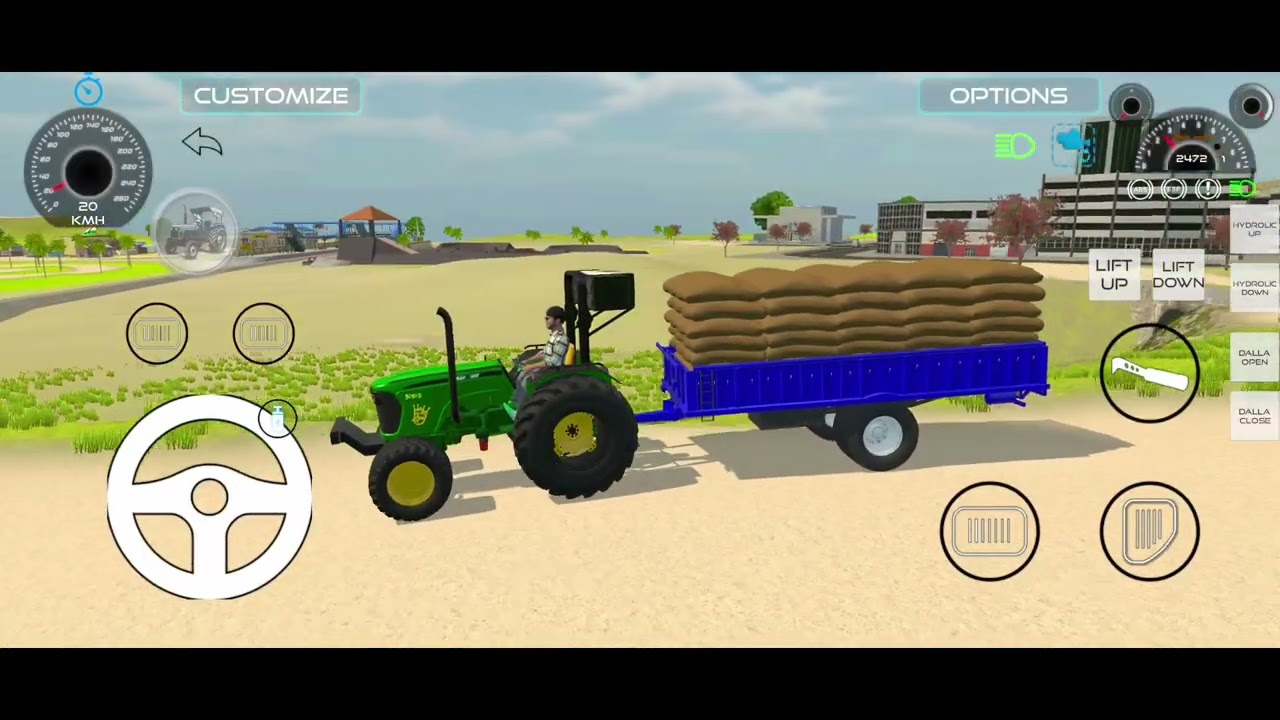 Modified John Deere Tractor with Fully Loaded Trolley 🚜💪 | Epic Farm Stunt! #tractordriving 