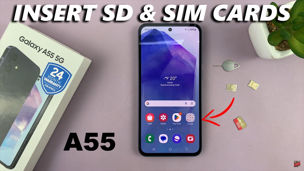 Как вставить SIM-карты и SD-карту в Samsung Galaxy A55 5G