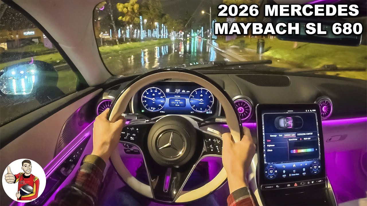 2026 Mercedes-Maybach SL 680 POV Night Drive (RAIN) (3D Audio)(ASMR)
