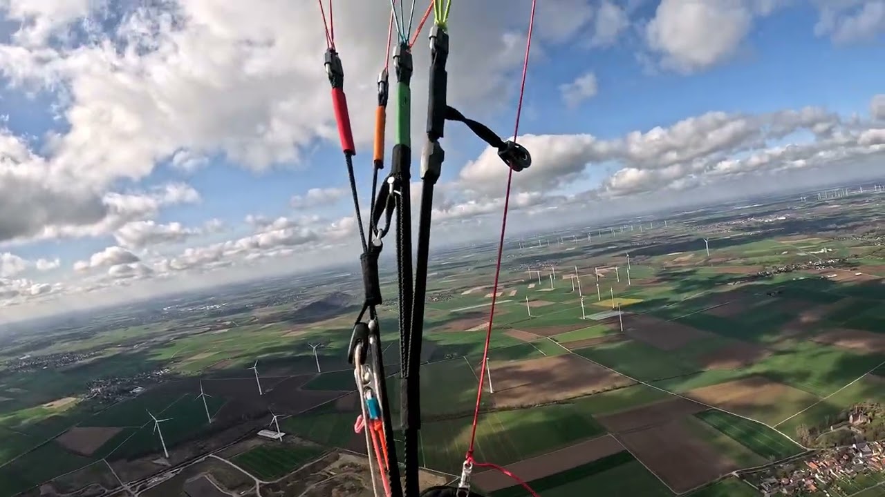 Gleitschirmfliegen über Aldenhoven an der Abrollwinde 4K am 15 03 2026