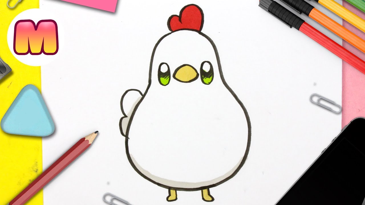 COMO DIBUJAR UNA GALLINA FACIL - Como dibujar animales kawaii paso a paso