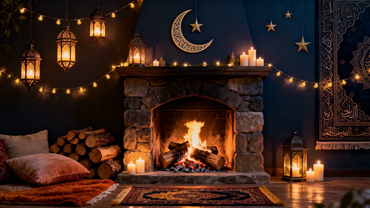 10H Ramadan Fireplace 4K 🌙 Ramadan 2026 Ambience | مدفأة رمضان (No Music)