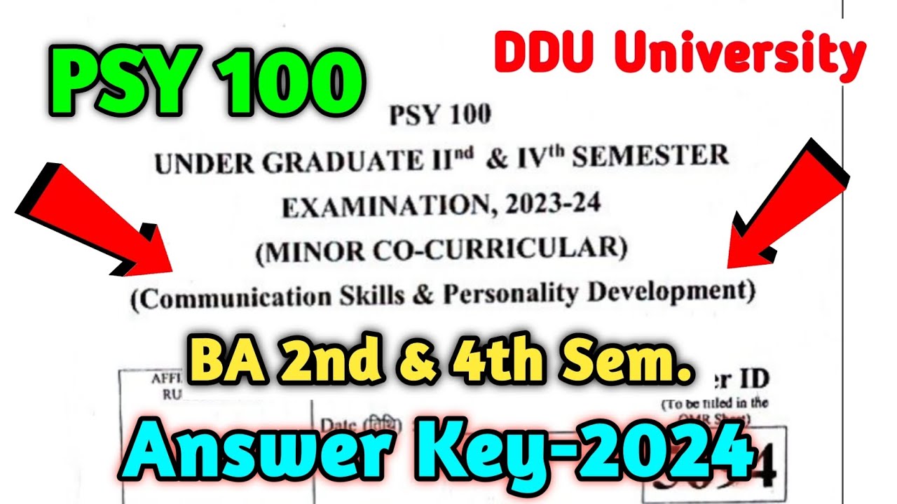 PSY 100 Answer Key-2024 | Communication Skills and Personality Development PSY 100 Answer Key DDU