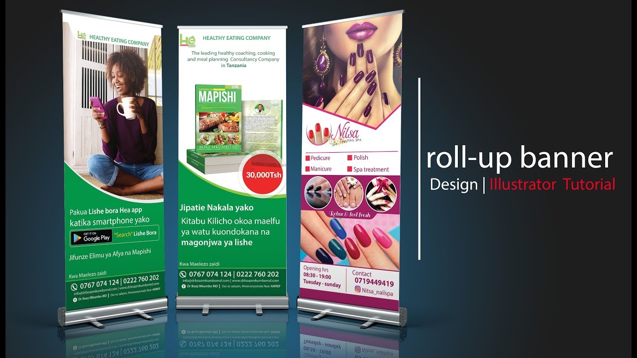 Jinsi ya ku design Roll up Banner | Illustrator Tutorial