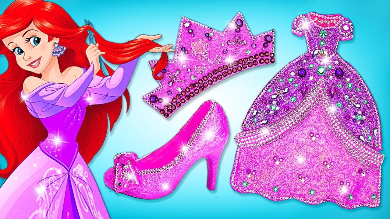 粘土とラインストーンでアリエルのピンクのキラキラコスチュームを作ろう！ 👑🧜‍♀️