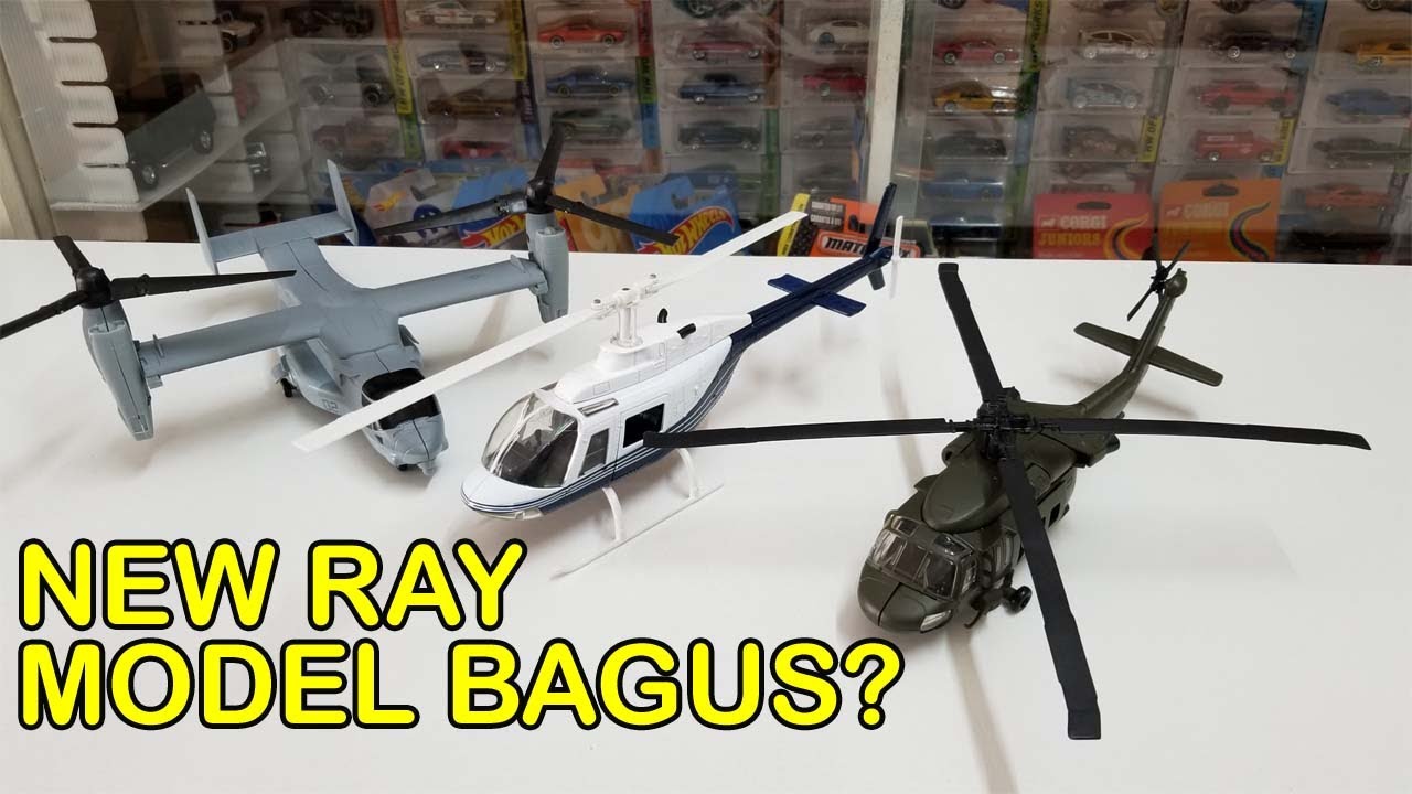 New Ray Sky Pilot Bell Jet Ranger 206, Sikorsky Black Hawk, Boeing Osprey