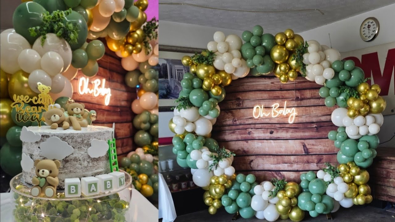 Sage green Balloons garland/Olive green Balloons Backdrop #Babyshower