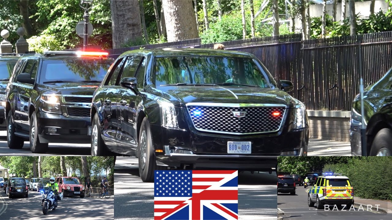 USA 🇺🇸 Secret Service + &lsquo;The Beasts&rsquo; arrive at Winfield House (London) 🇬🇧with SEG Escort.