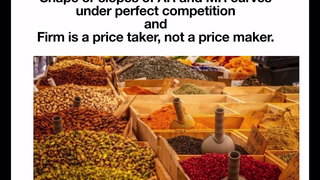 Shape/slope of AR & MR curves under perfect competition and firm is a price taker,not a price maker