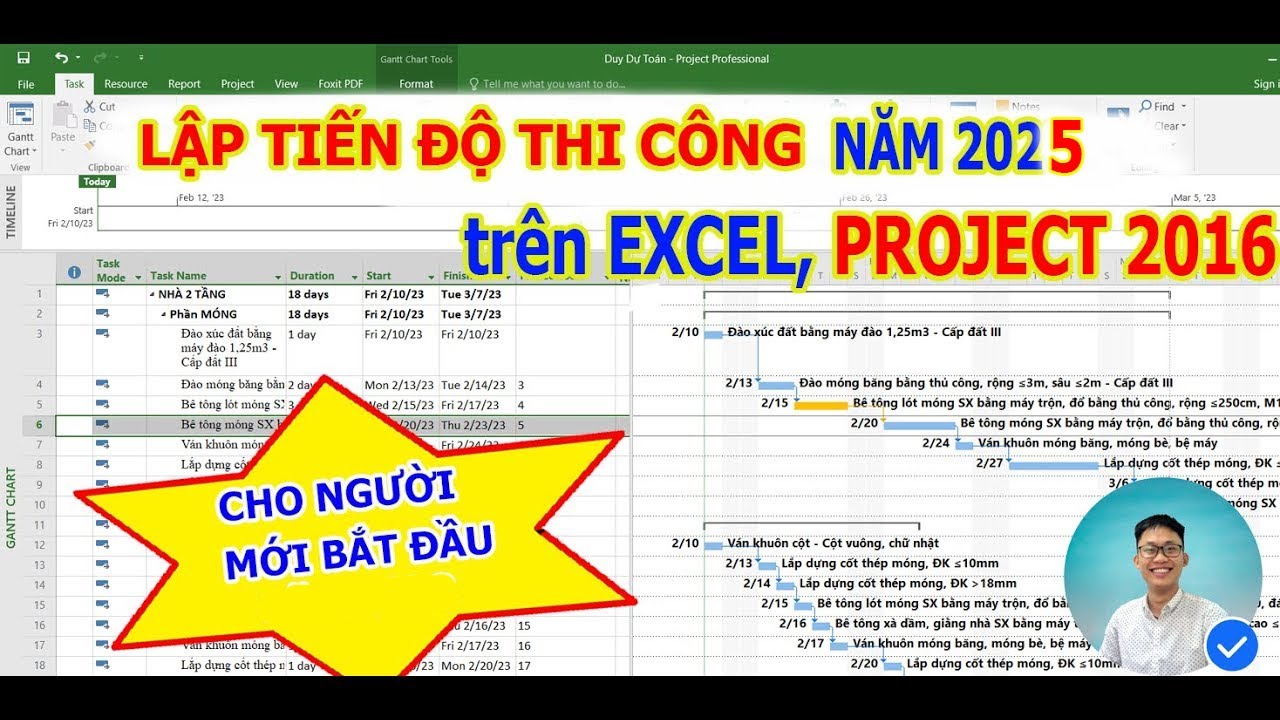 Lập Tiến Độ Thi Công Bằng Project |Từ A - Z Mới Nhất - Hướng dẫn sử dụng project bằng excel